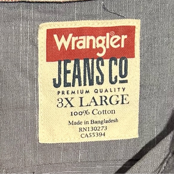 Wrangler Jeans Co. Shirt 3XL 100% Cotton Long Sleeve Light Gray Super Clean! - Picture 6 of 7